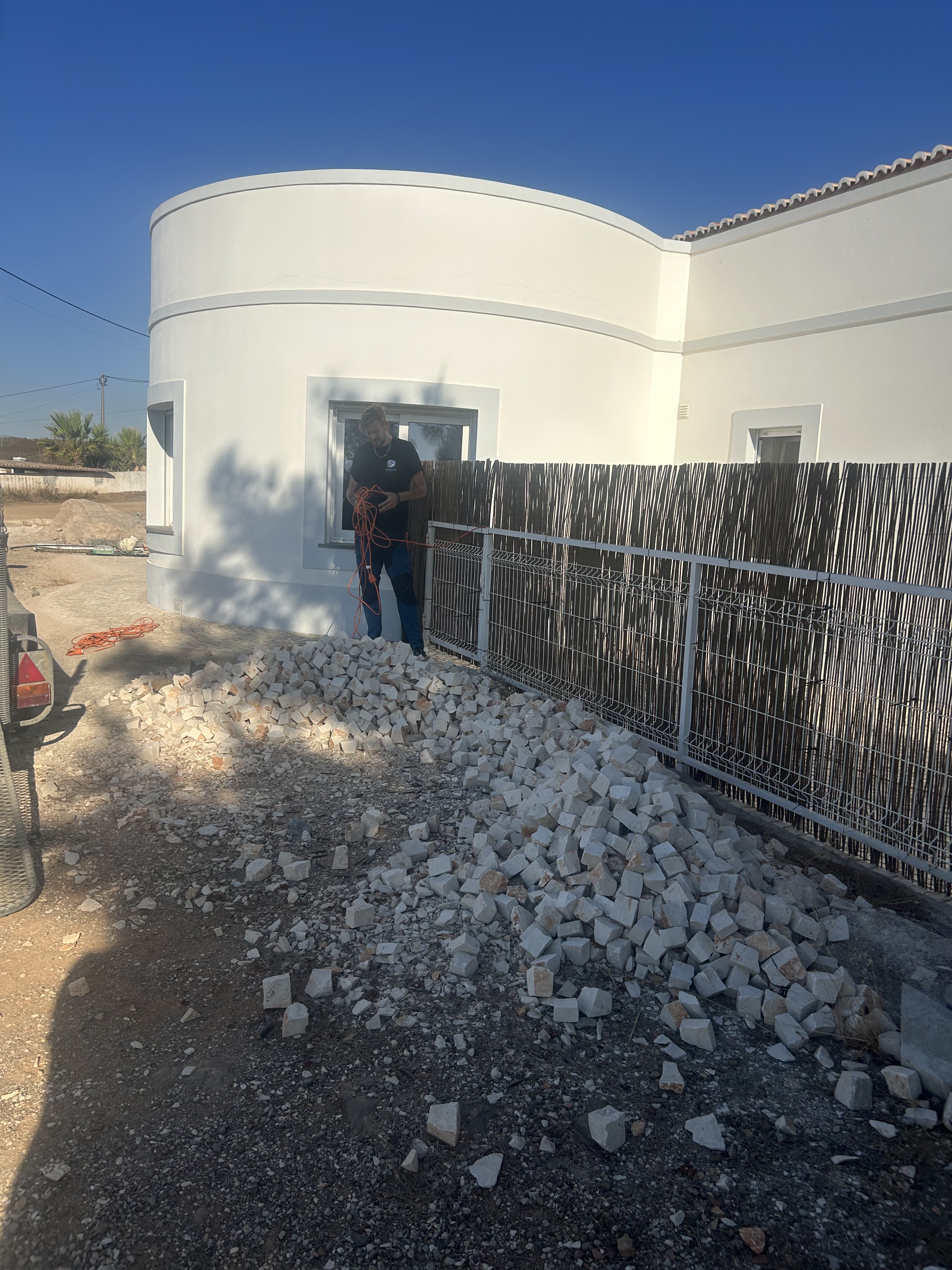 Pile of stone and construction waste before clearance in the Algarve